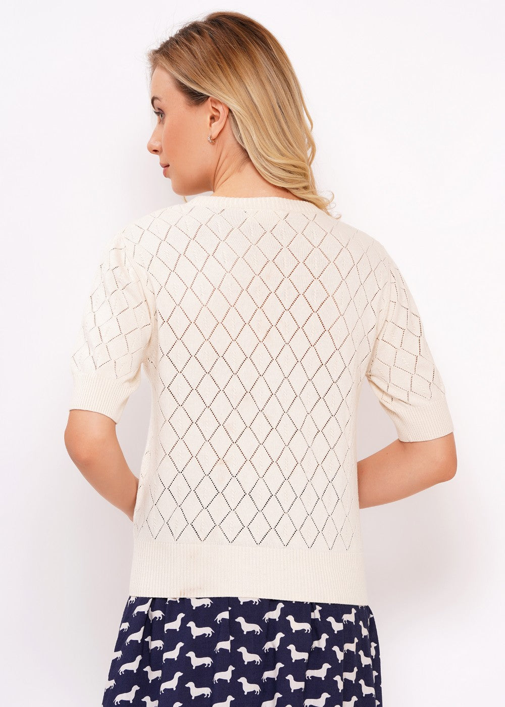 Circus Strickpulli Rauten, ivory