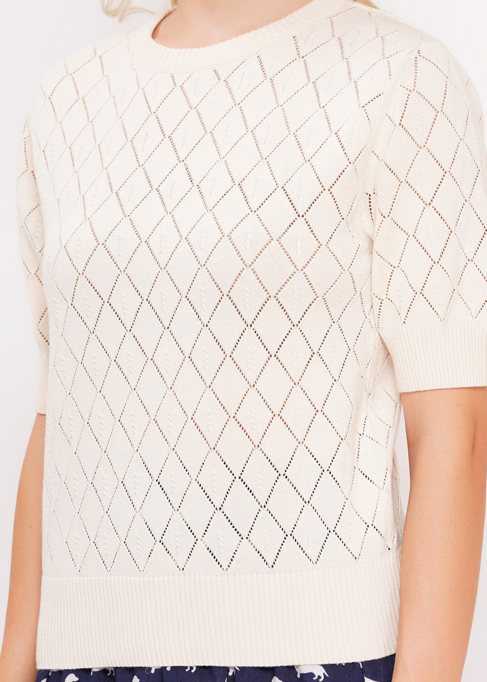 Circus Strickpulli Rauten, ivory