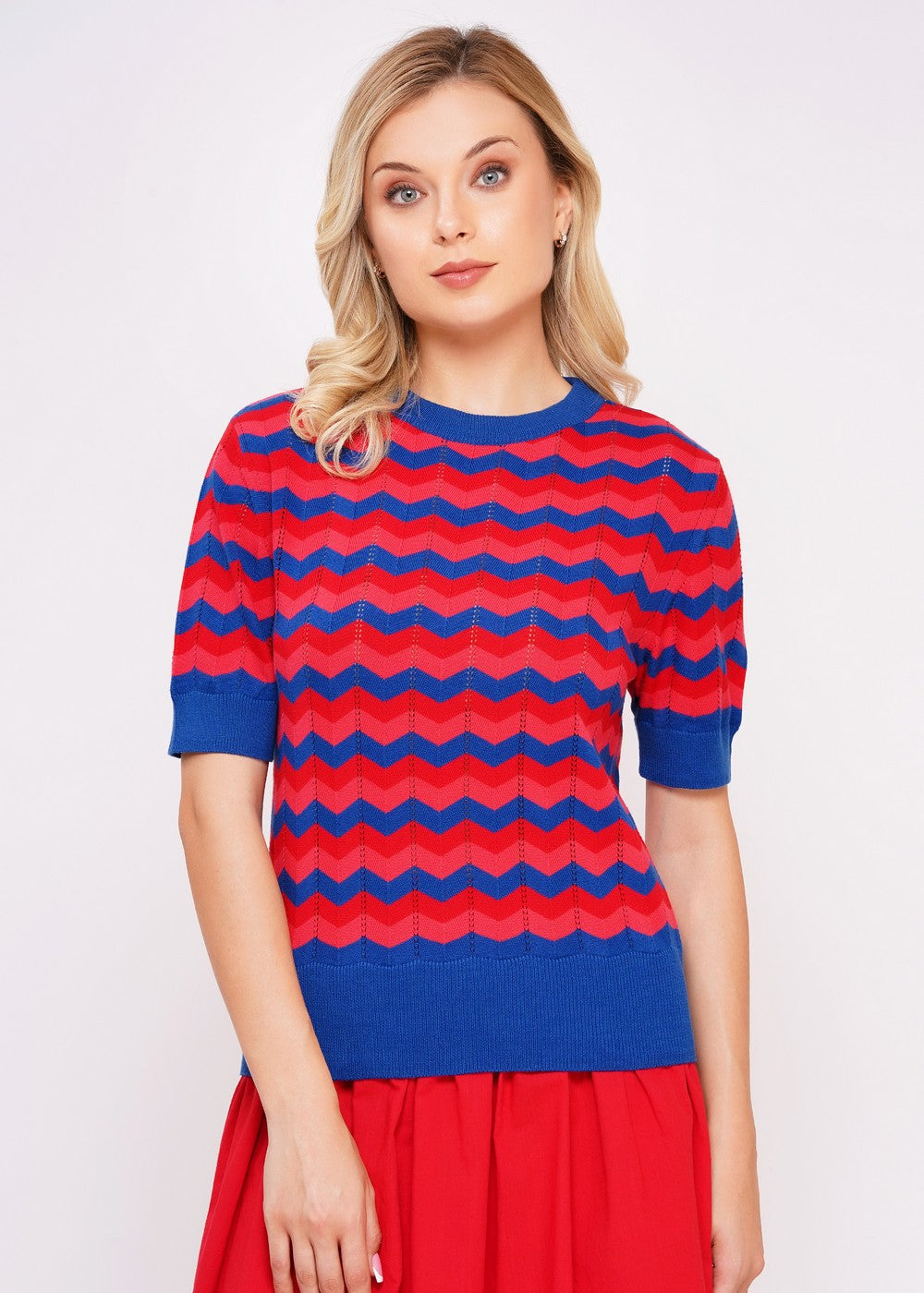 Circus Strickpulli ZickZack, blau/rot