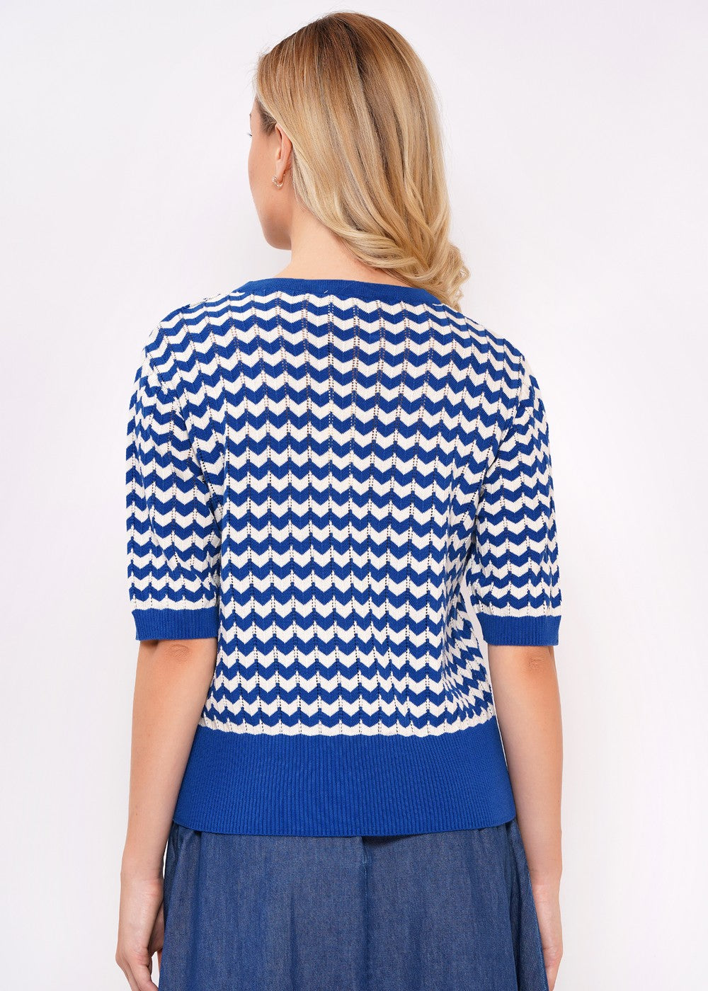 Circus Strickpulli ZickZack, blau/weiß