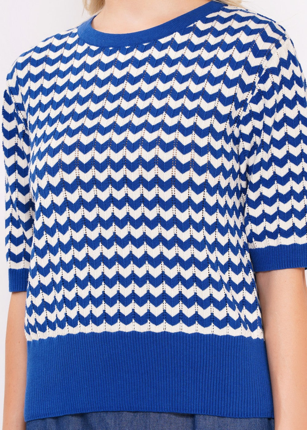 Circus Strickpulli ZickZack, blau/weiß