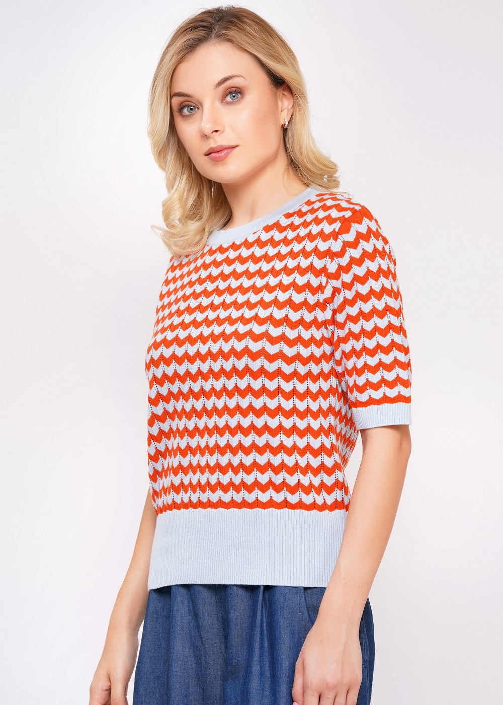 Circus Strickpulli ZickZack, hellblau/orange
