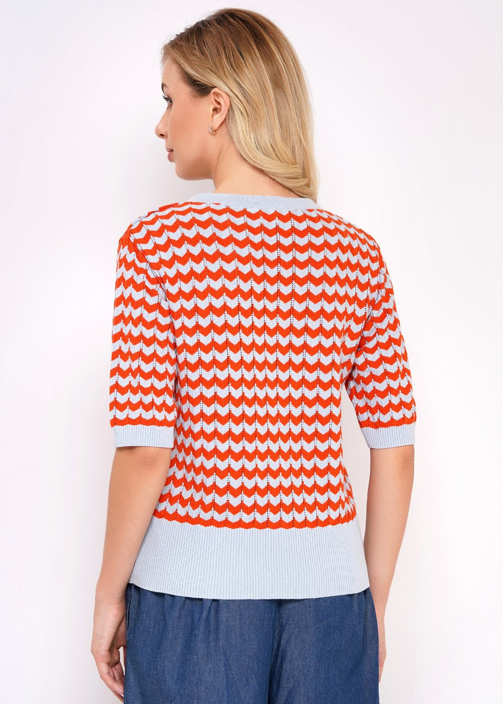 Circus Strickpulli ZickZack, hellblau/orange