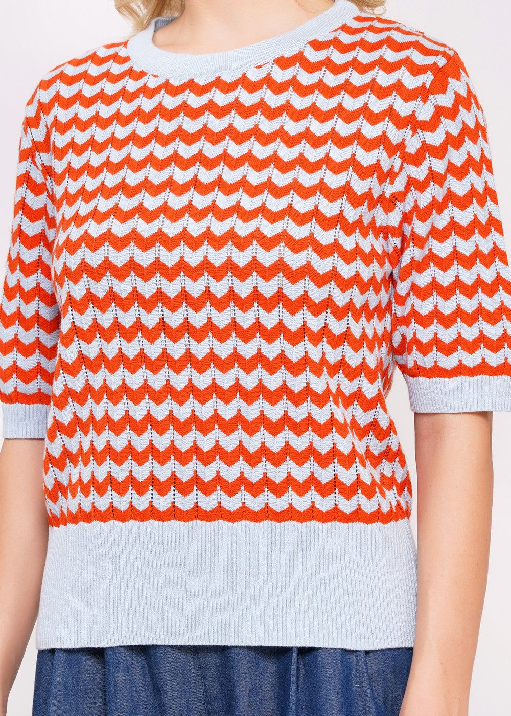 Circus Strickpulli ZickZack, hellblau/orange