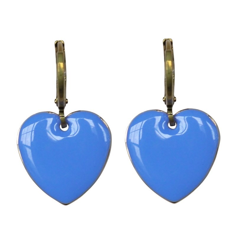 Urban Hippies Ohrringe Hearts, Cornflower/Gold
