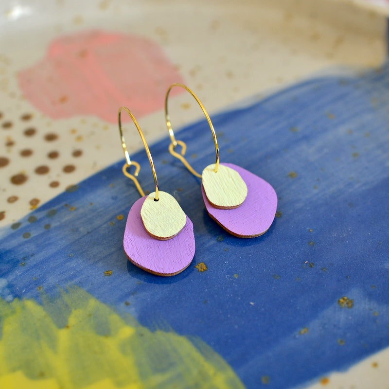 Rasmussons Creolen Drops, Fuchsia/Light Yellow