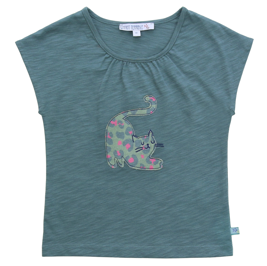Enfant Terrible Top Katzenapplikation, Teal