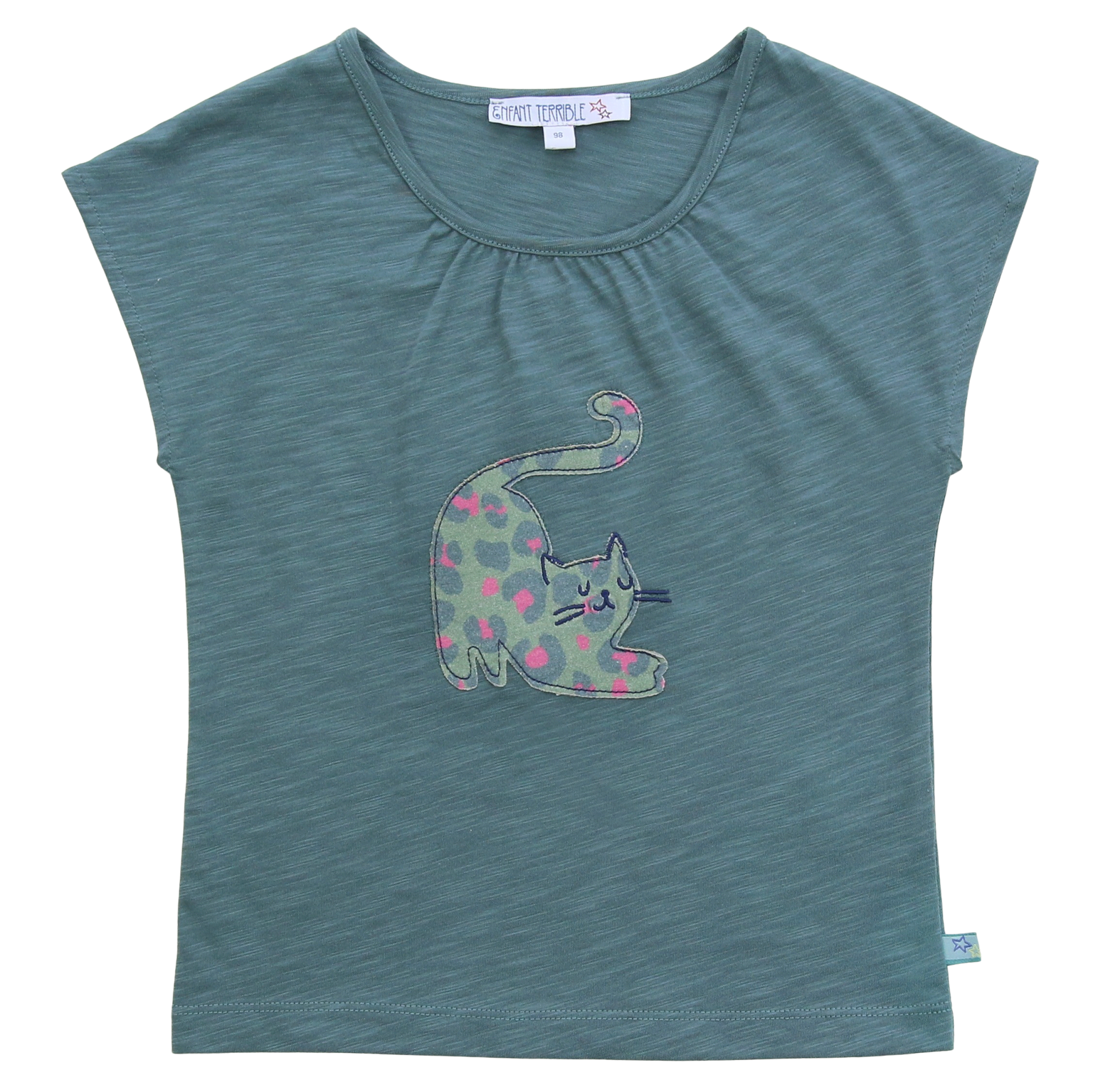 Enfant Terrible Top Katzenapplikation, Teal