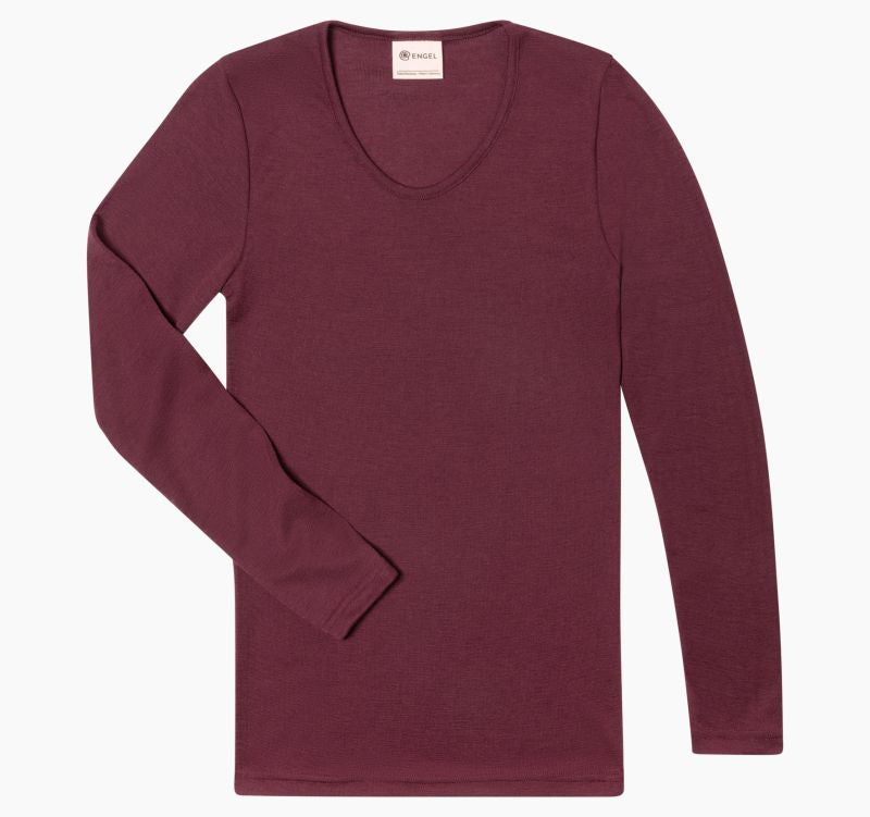 Engel Natur Damen Unterhemd/Langarmshirt Wolle/Seide, Bordeaux