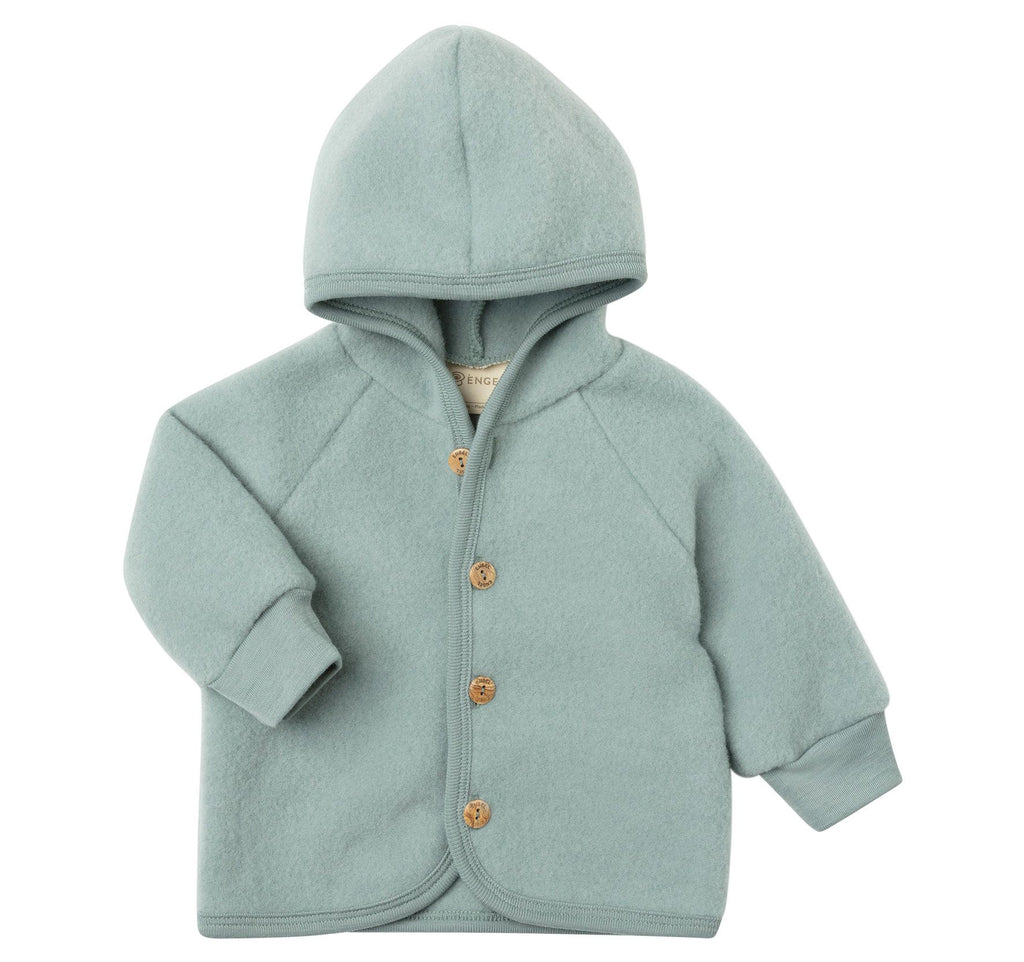 Engel Natur Kapuzenjacke Wollfleece, Bergblau