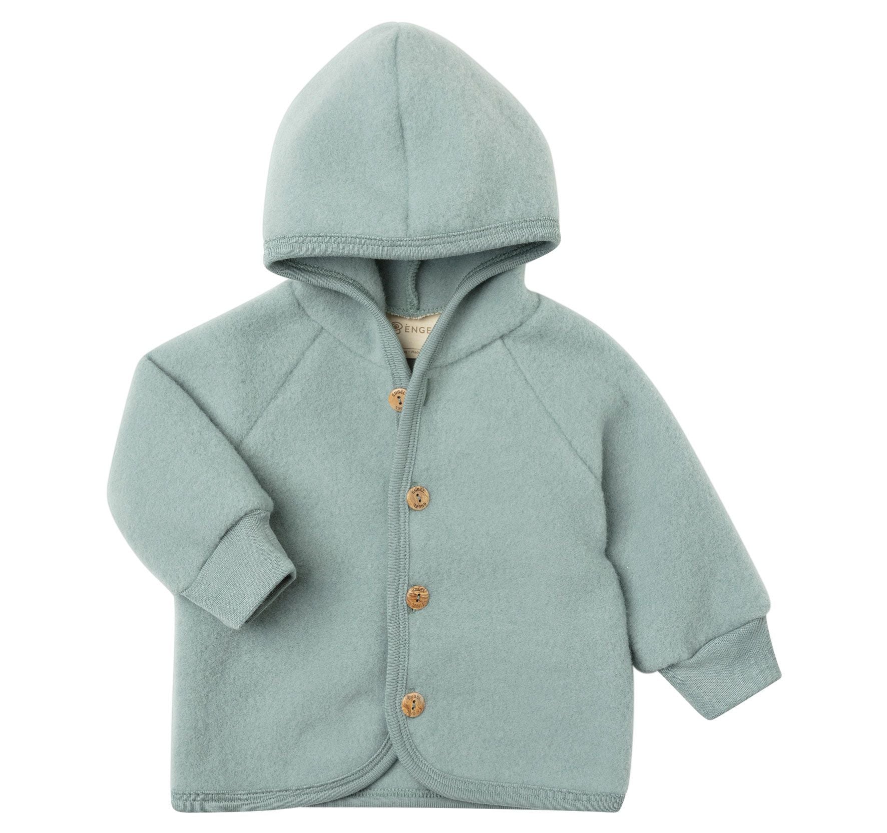 Engel Natur Kapuzenjacke Wollfleece, Bergblau
