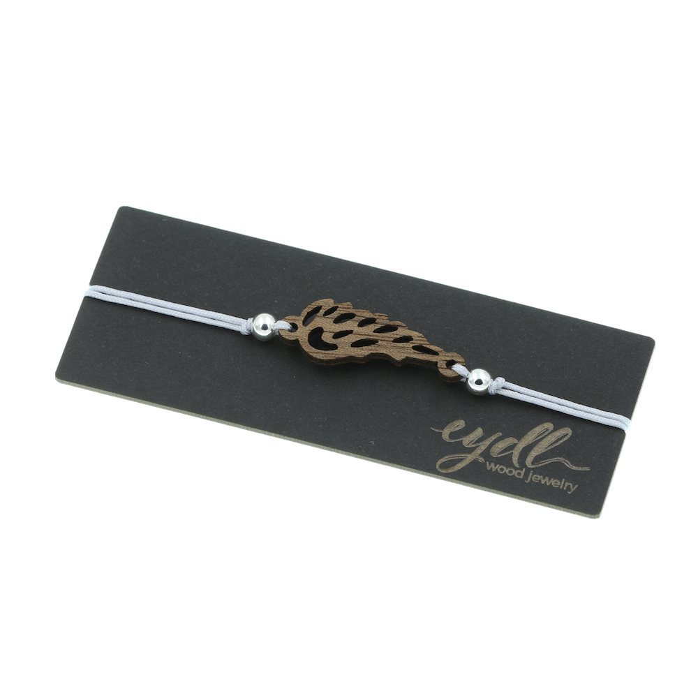 Armband Engelsflügel Nussholz, Lichtgrau