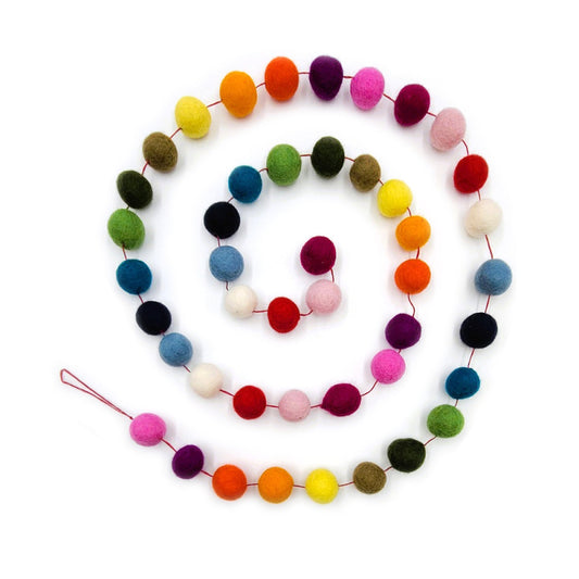 Filzkugelgirlande Wollfilz, Bunt