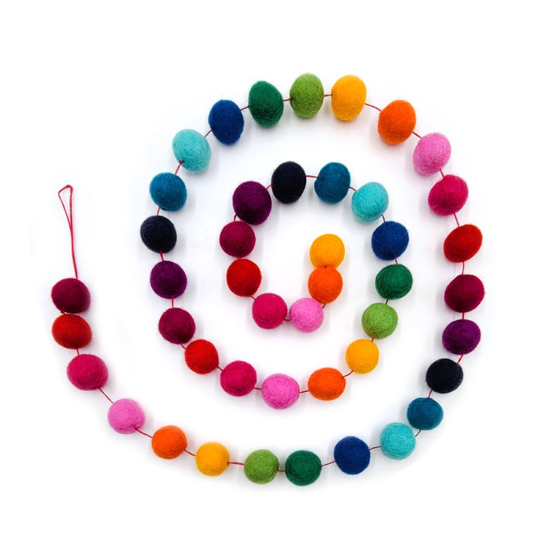 Filzkugelkette Wollfilz, Regenbogen