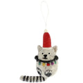 Filzanhänger Katze mit Lichterkette, hellgrau