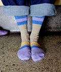 Erwachsenen-Socken Wollfgang, beige/flieder/blau