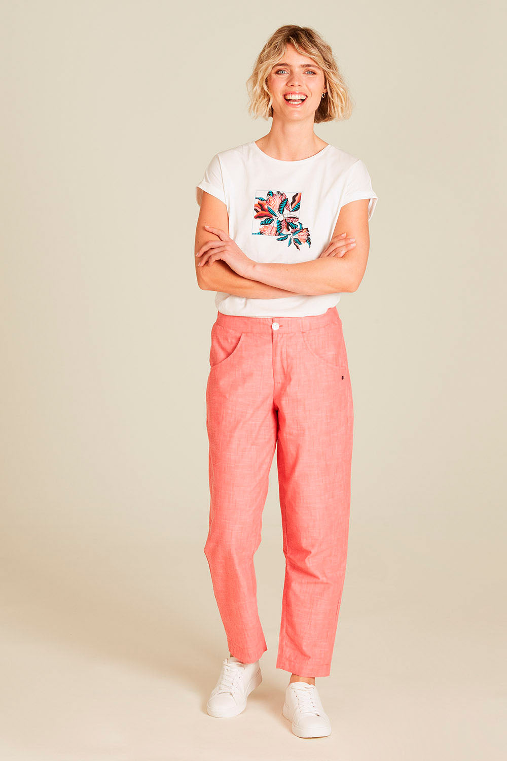 Tranquillo Jogger Leinenoptik, coral