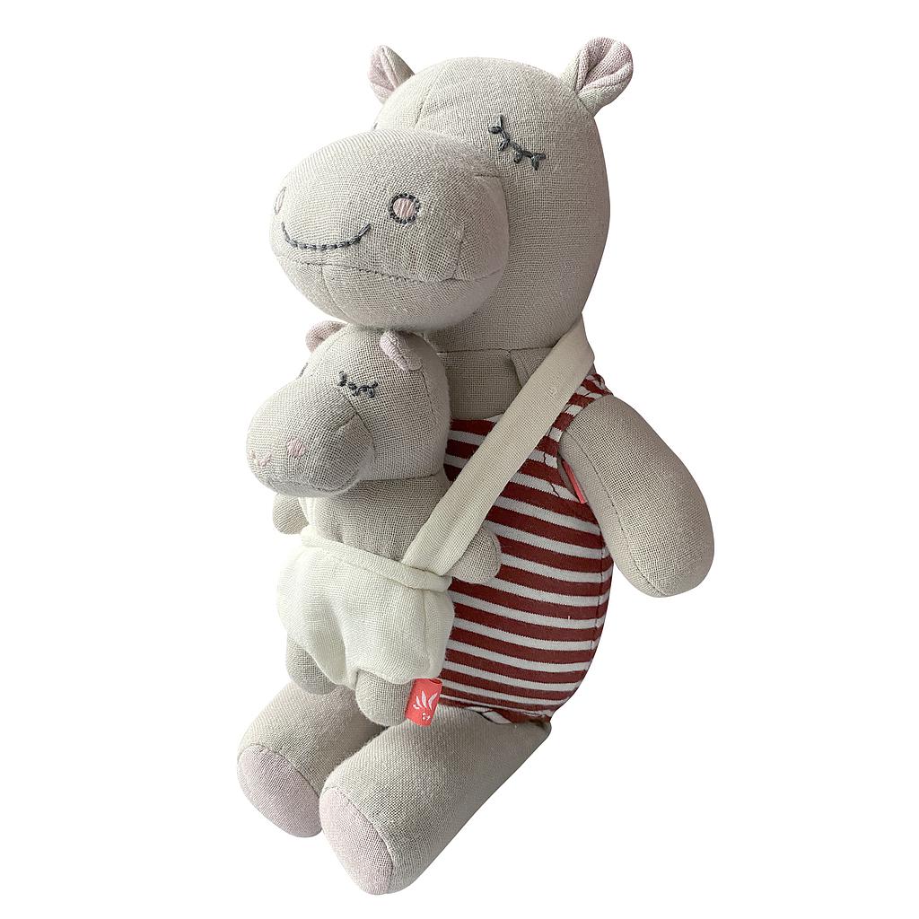 Puppe Hippo mit Babytrage
