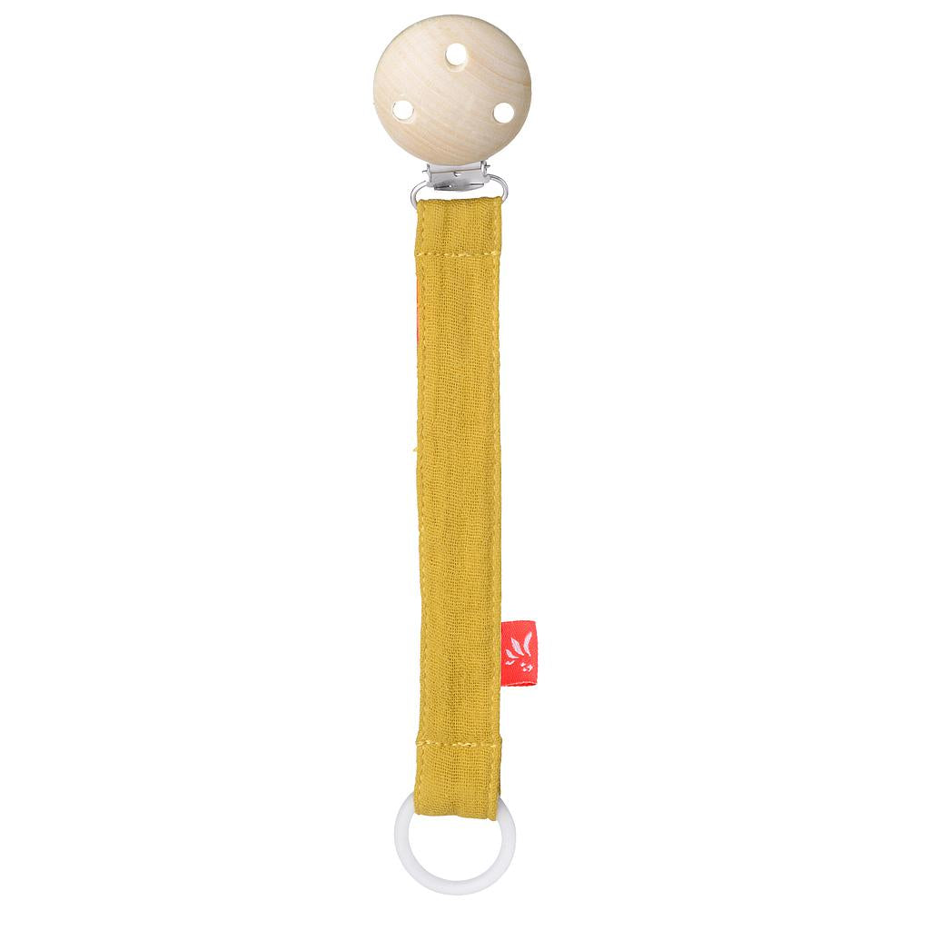 Kikadu Schnullerkette Musselin, Senfgelb