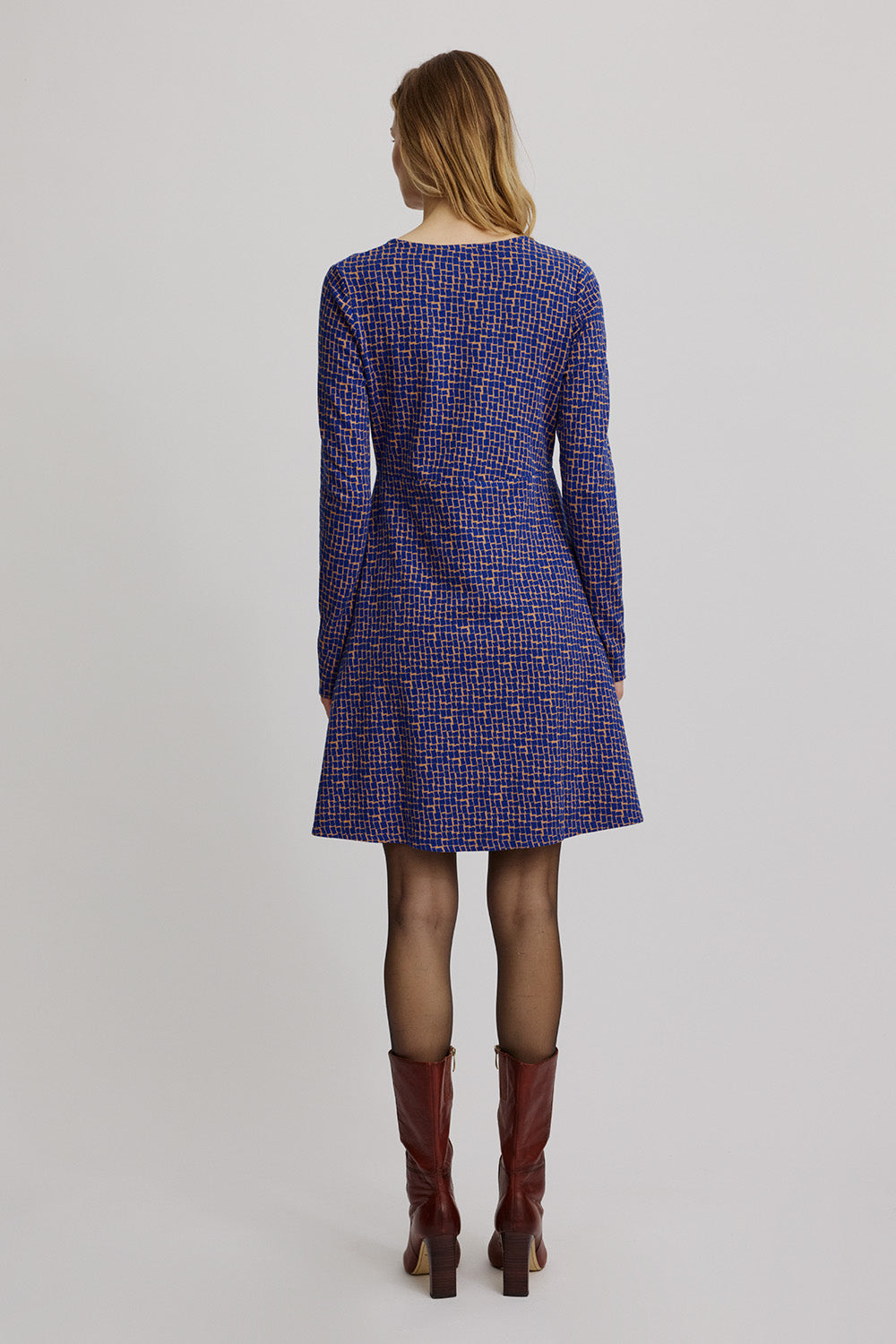 Tranquillo Strick-Swingkleid, Blue Windows