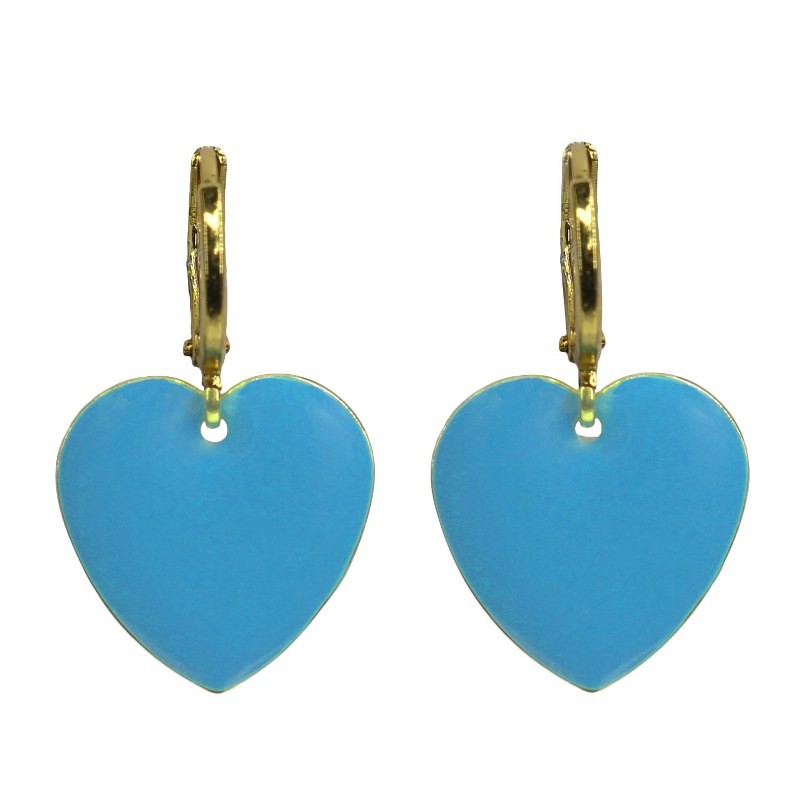 Urban Hippies Ohrringe Hearts, Lake Blue/Gold