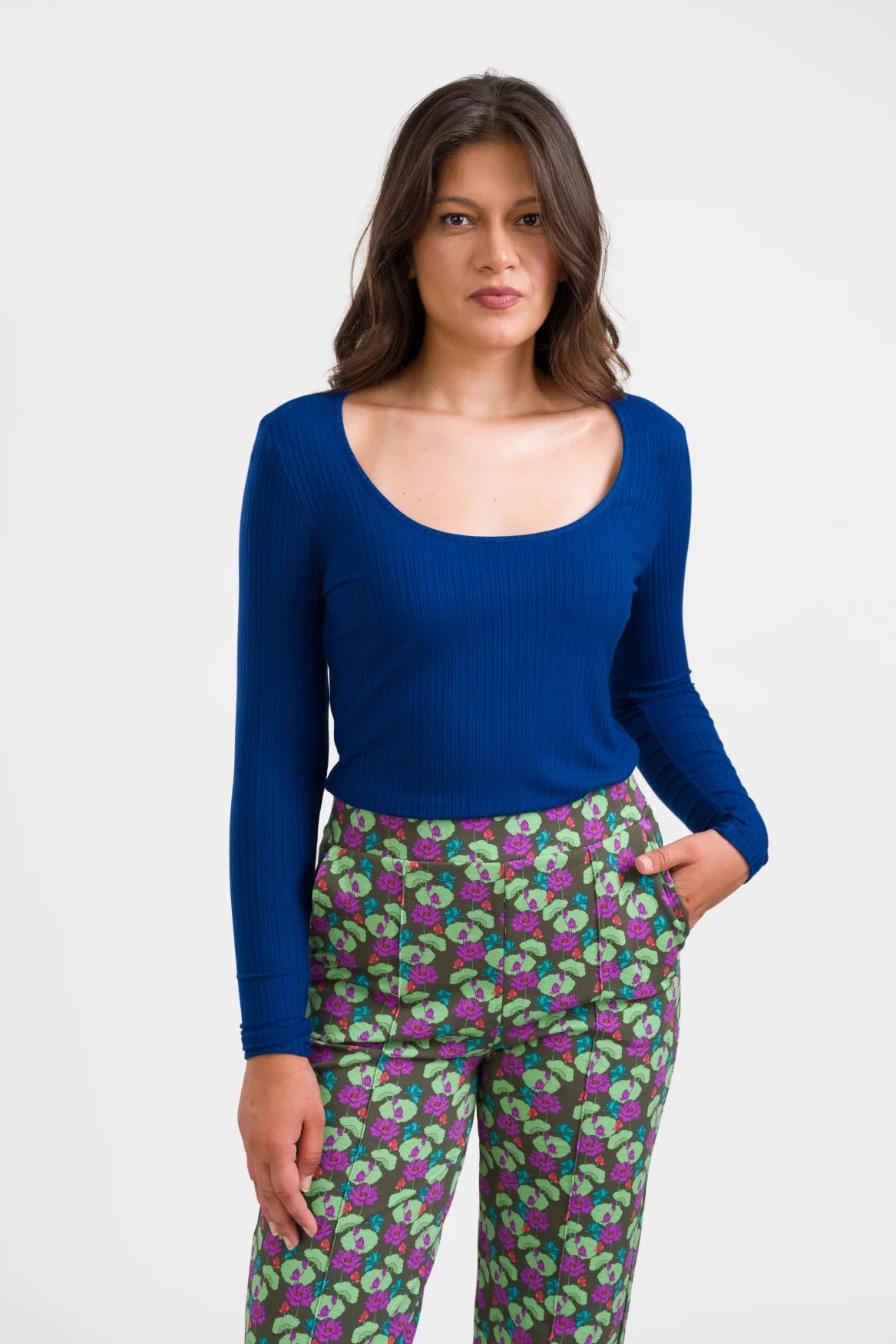 Lalamour Ripp-Shirt Ella, Navy Peony