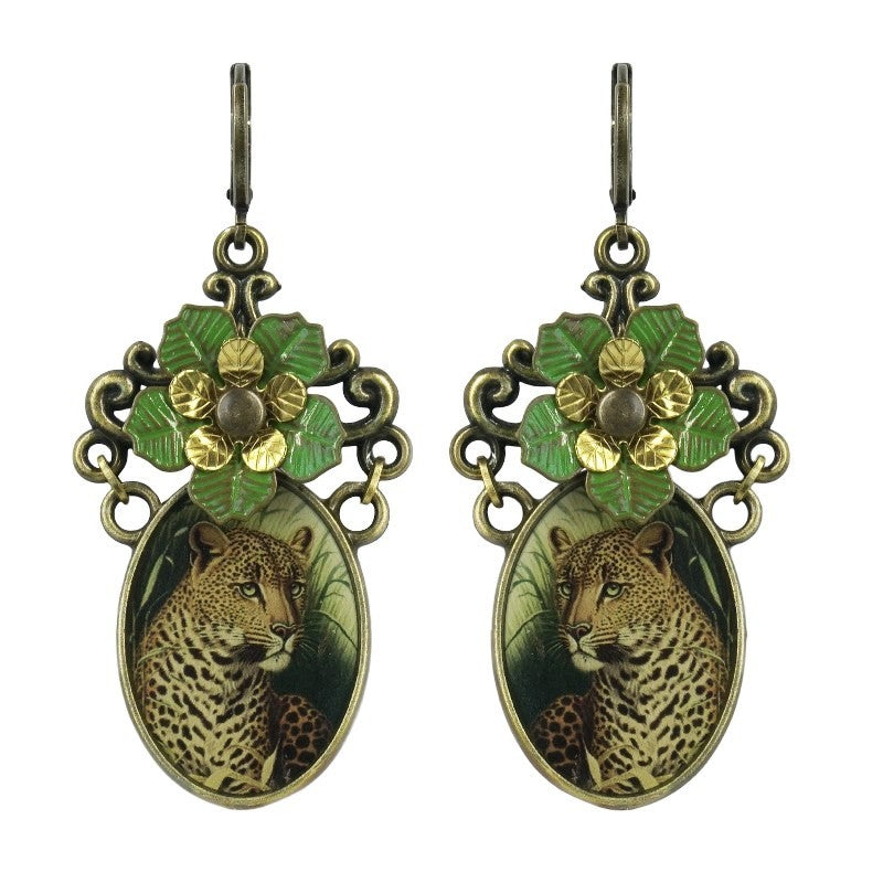 Urban Hippies Ohrringe Leopard, Olive
