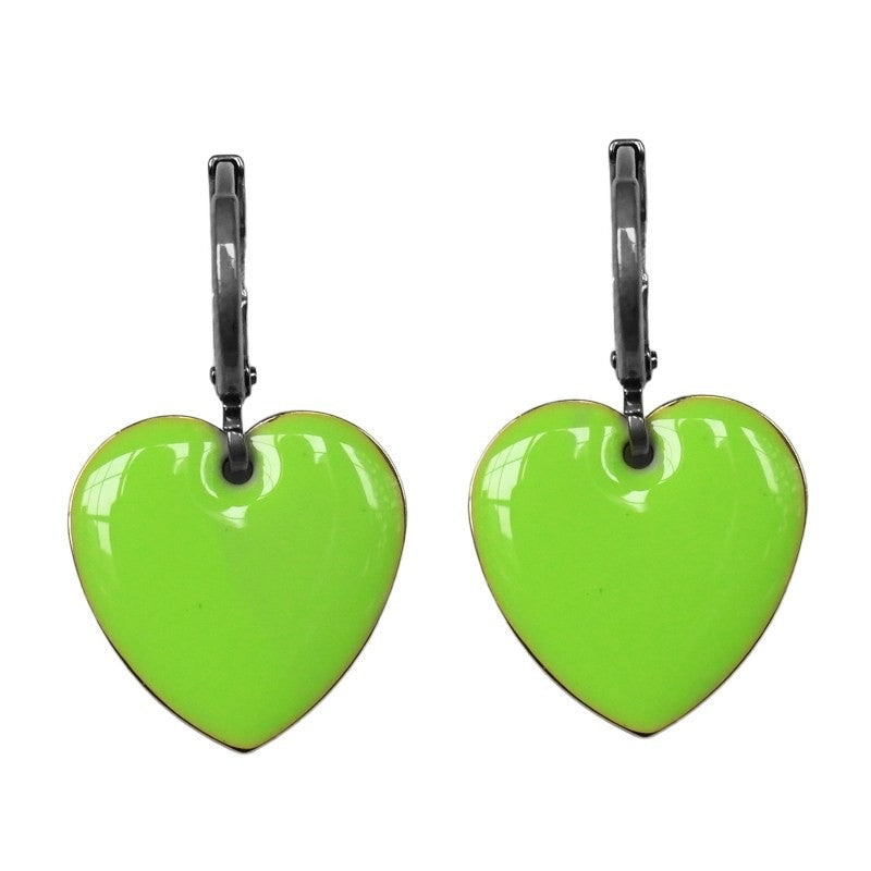 Urban Hippies Ohrringe Hearts, Lime/Silver