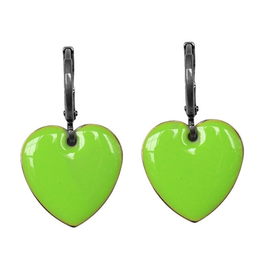 Urban Hippies Ohrringe Hearts, Lime/Silver