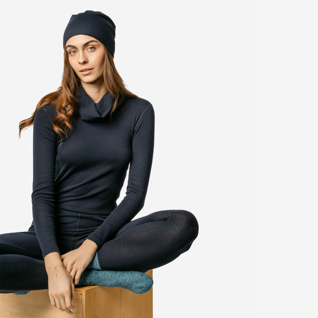 Living Crafts Unisex Mütze Soan Wolle/BW, InkBlue