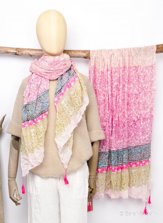 Sarah&Sally Schal Mustermix NeonPink (750)