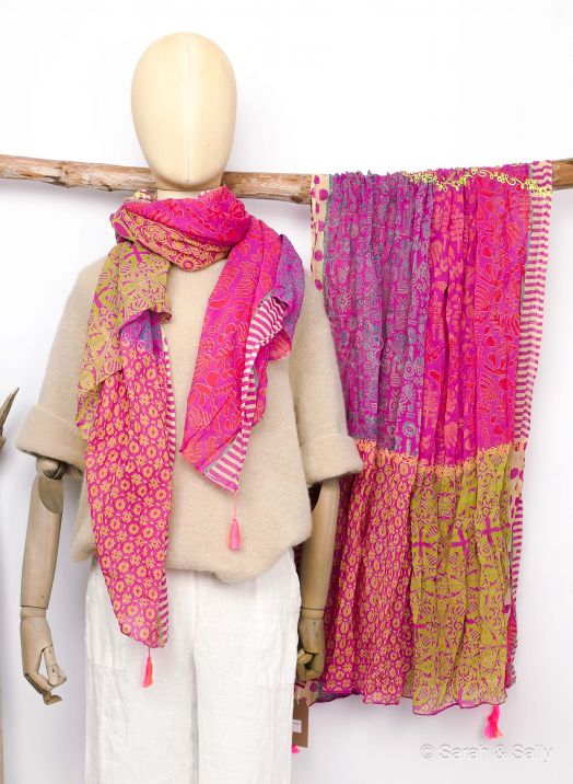 Sarah&Sally Schal Pink Patchwork (852)