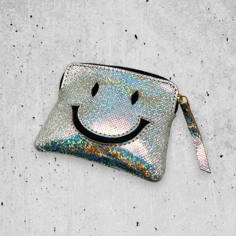 NOI Hamburg Mini Zip Portemonnaie Smiley, Silber