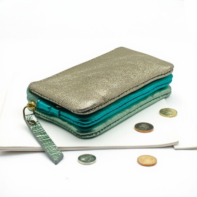 NOI Hamburg Mini-Portemonnaie 3er, Metallic Mint