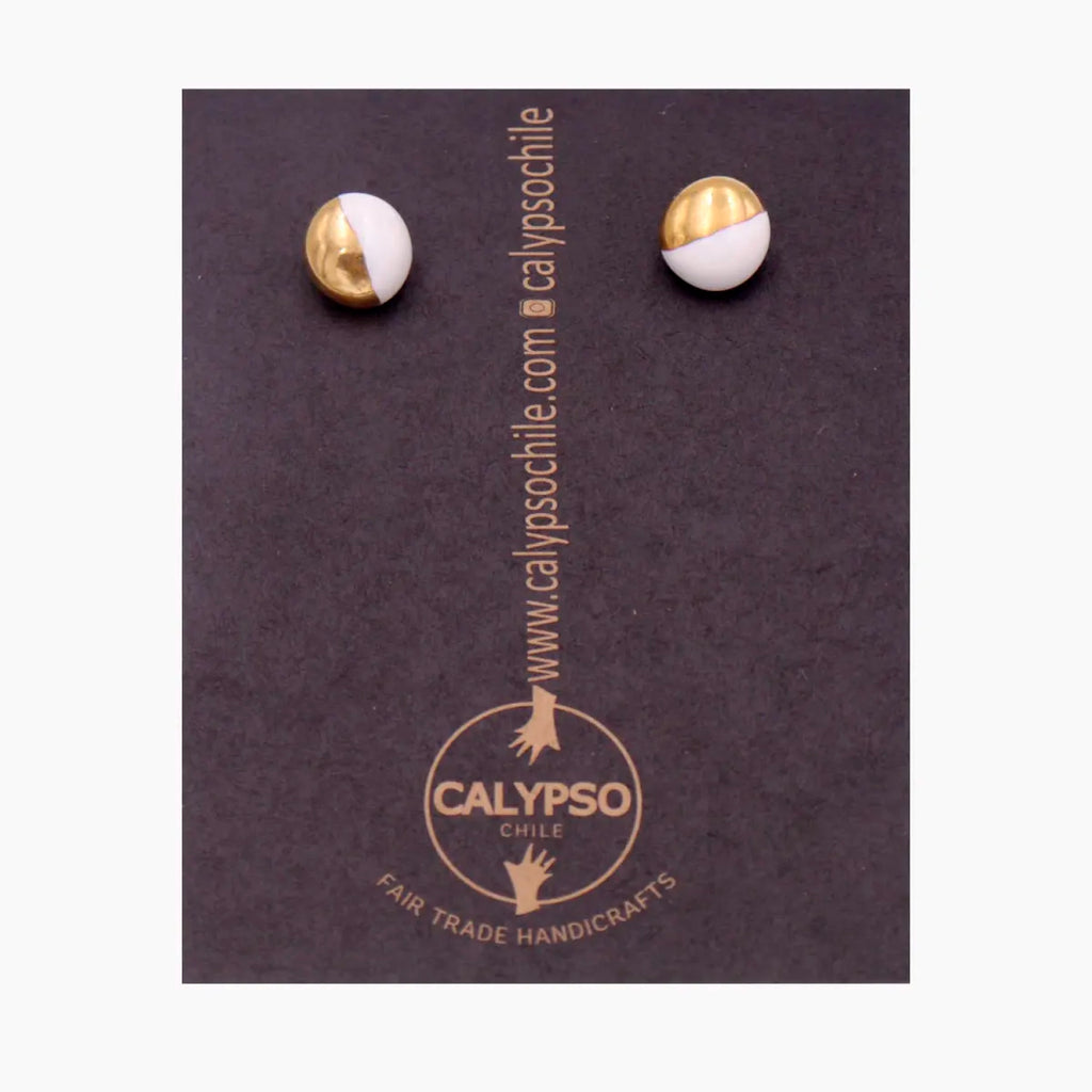 Mekhada Calypso Ohrstecker Porzellan Weiß/Gold