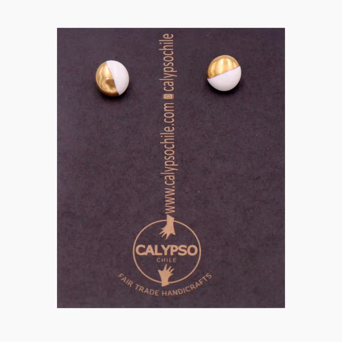 Mekhada Calypso Ohrstecker Porzellan Weiß/Gold