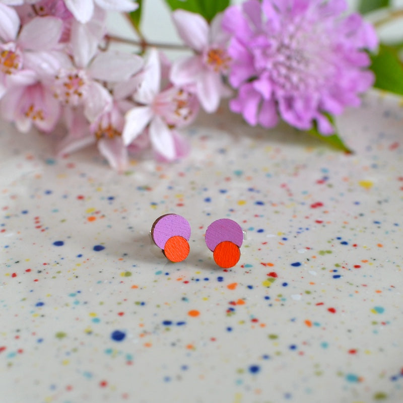 Rasmussons Ohrstecker, Fuchsia/Orange