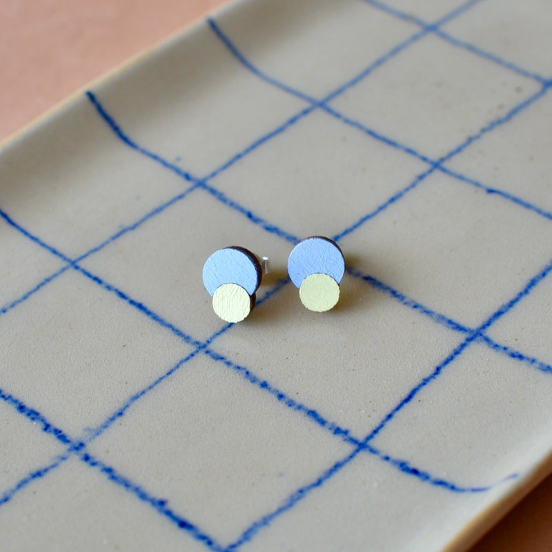 Rasmussons Ohrstecker, Powder Blue/Light Yellow