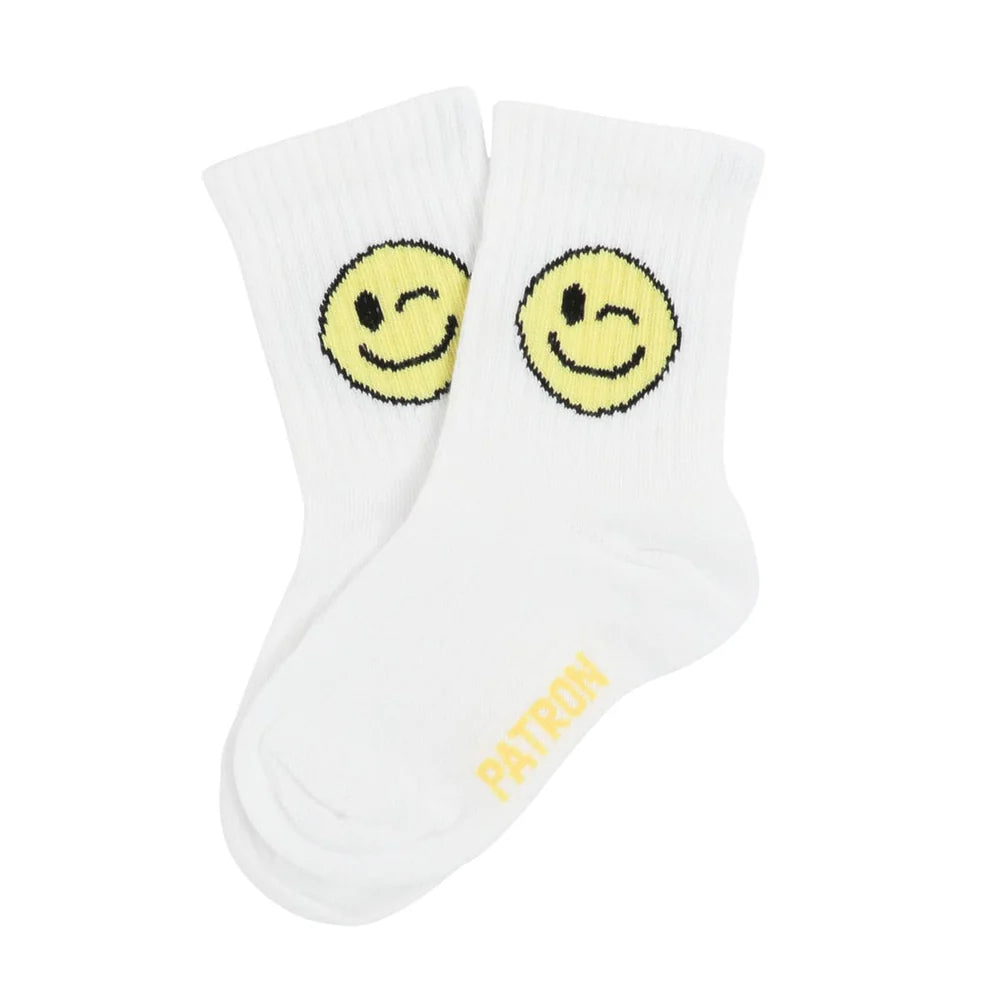 PATRON Socks Zwinkersmile, gelb auf weiß