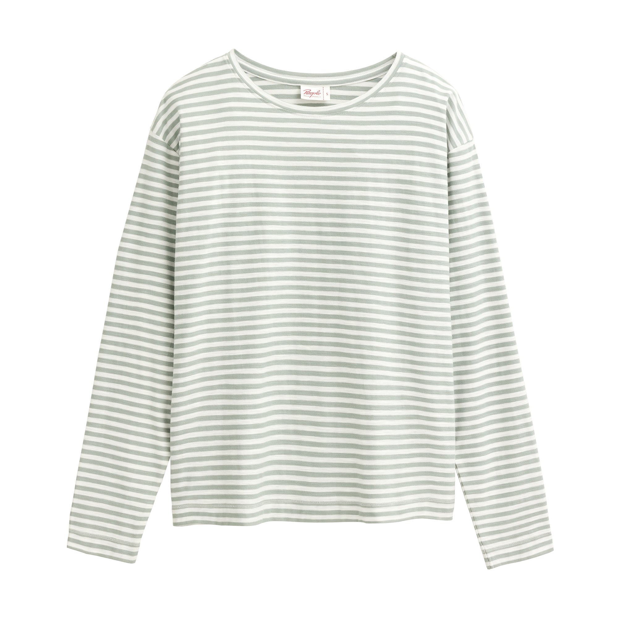 People Wear Organic Langarmshirt geringelt, Salbei