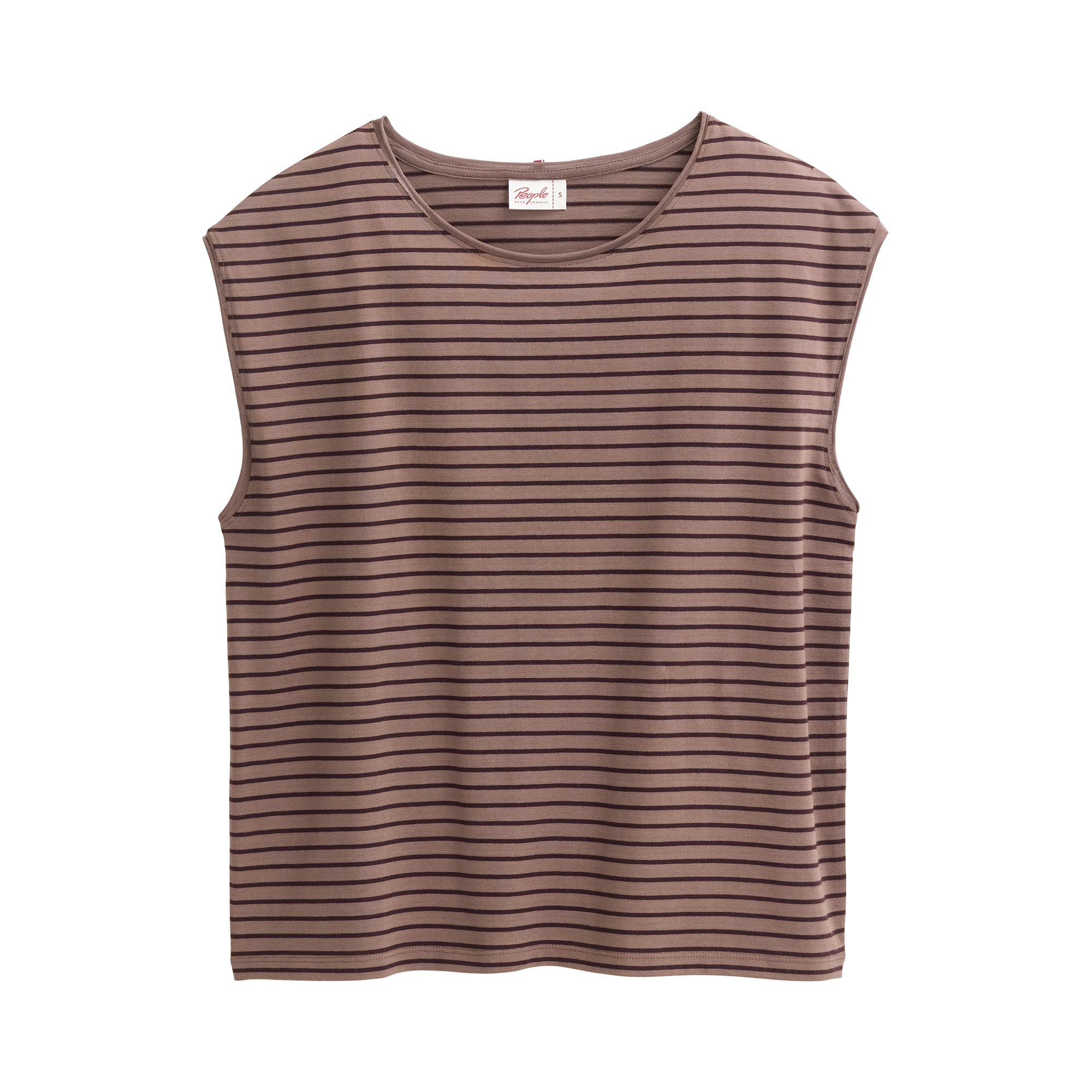 People Wear Organic T-Shirt, dunkelbraun geringelt