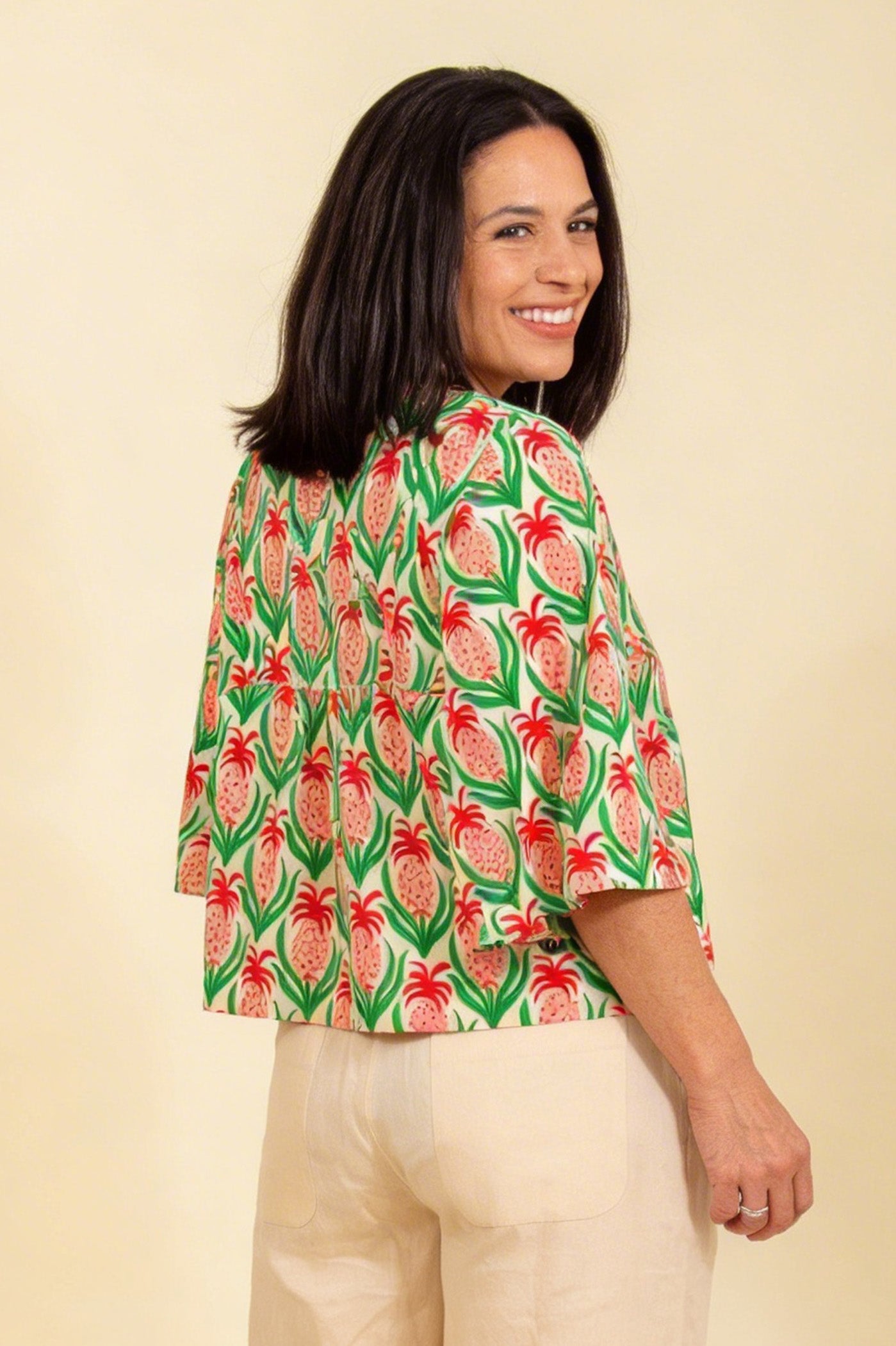 Pretty Vacant Bluse mit Ananas-Print, Rückseite