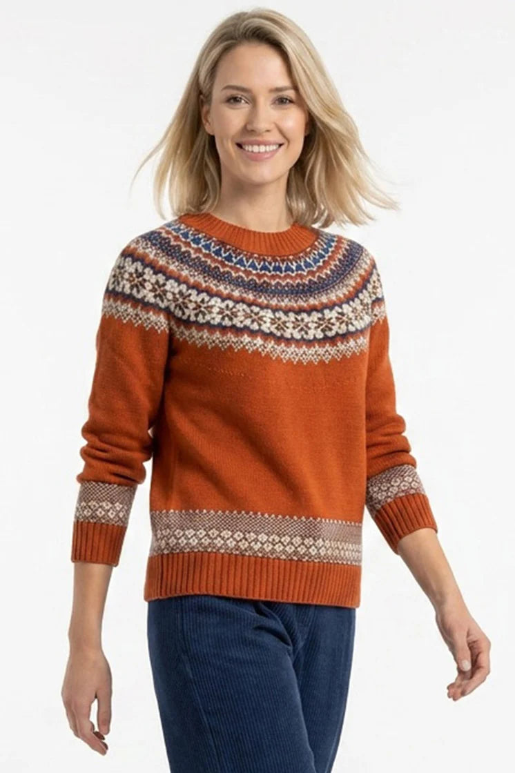 Pretty Vacant Susan Snowflake Strickpullover, Gold Flame