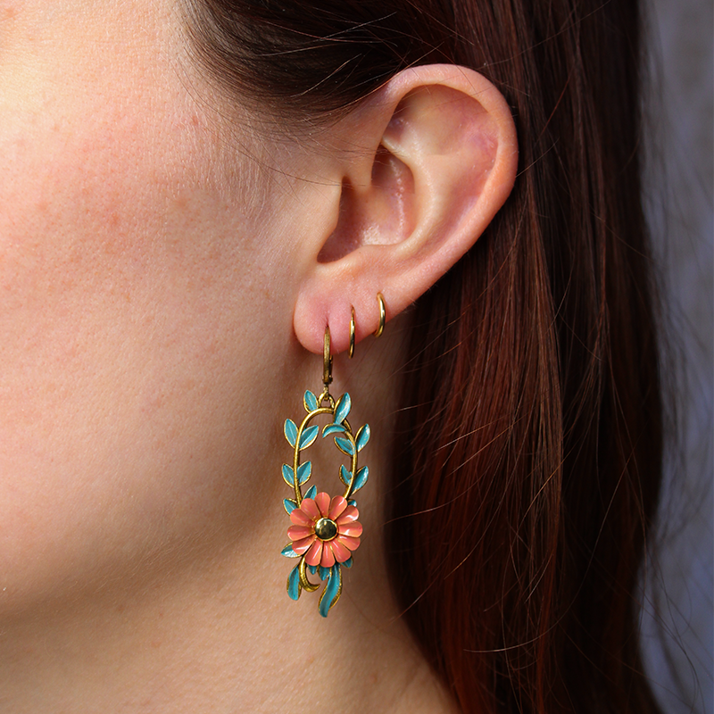 Urban Hippies Ohrringe Prosper, Aqua/Pink