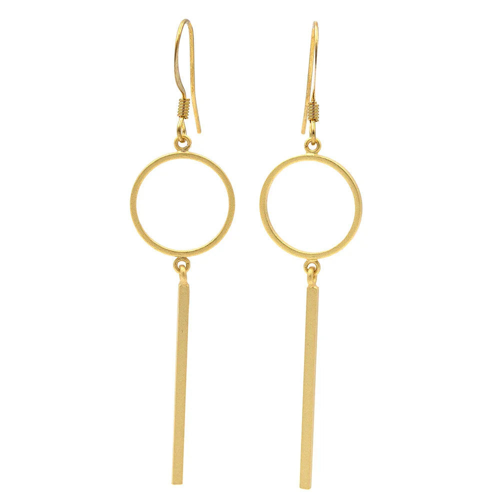 S. Engel Ohrhänger Stab/Kreis, vergoldet