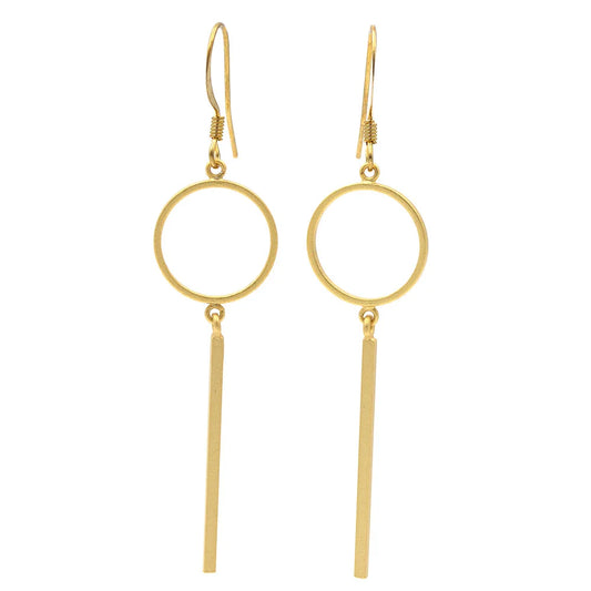 S. Engel Ohrhänger Stab/Kreis, vergoldet