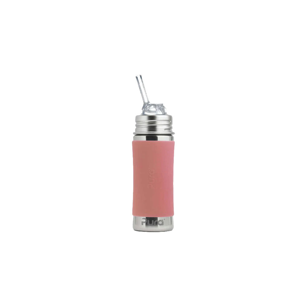 Pura kiki Edelstahl Strohhalmflasche 300 ml, rose