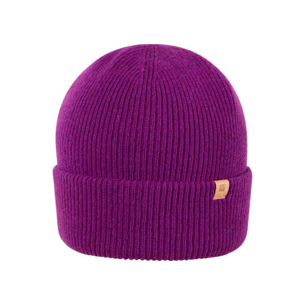 PurePure Erw. Umschlagmütze Merino, Purple Wine