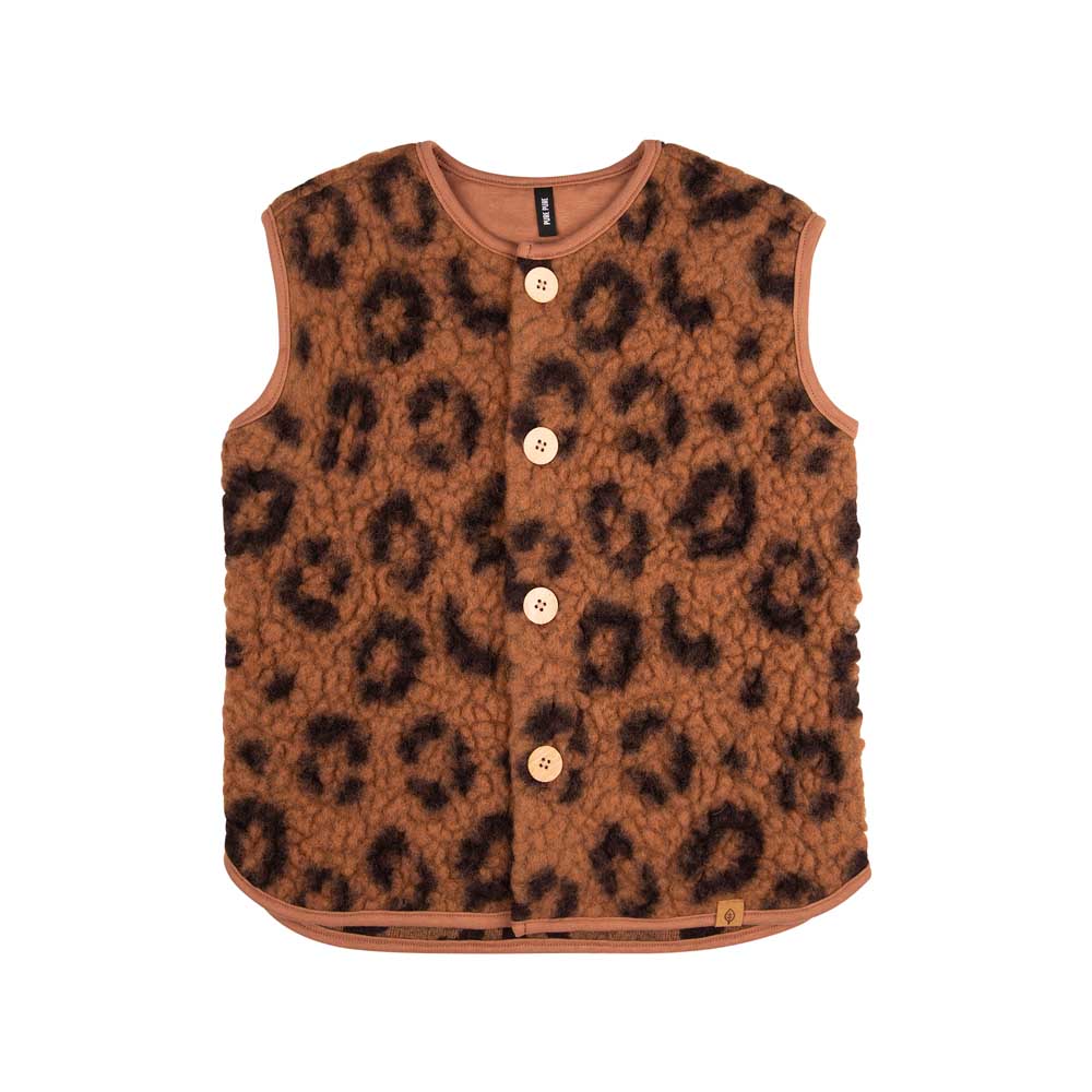 PurePure Mini-Weste Wollplüsch Leo, Mocha