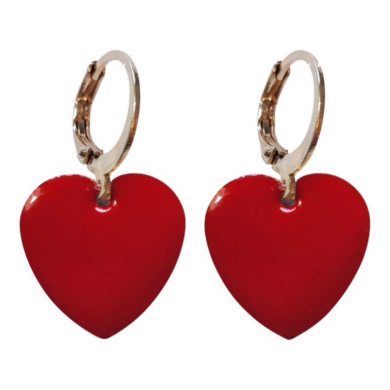 Urban Hippies Ohrringe Hearts, rot/gold